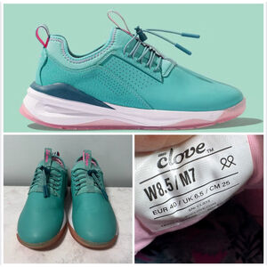 Women's Clove Pacific Palm Sneakers Nurse Healthcare Shoes 8.5 Teal and Pink